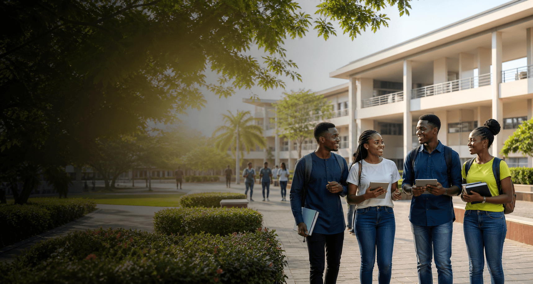 Students receiving academic guidance on campus
